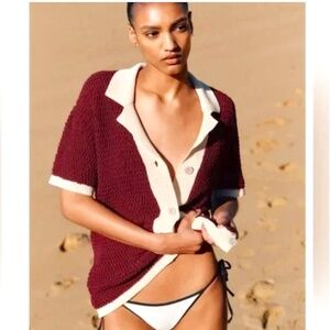 Zara Oversized Knit Polo Cardigan NWT